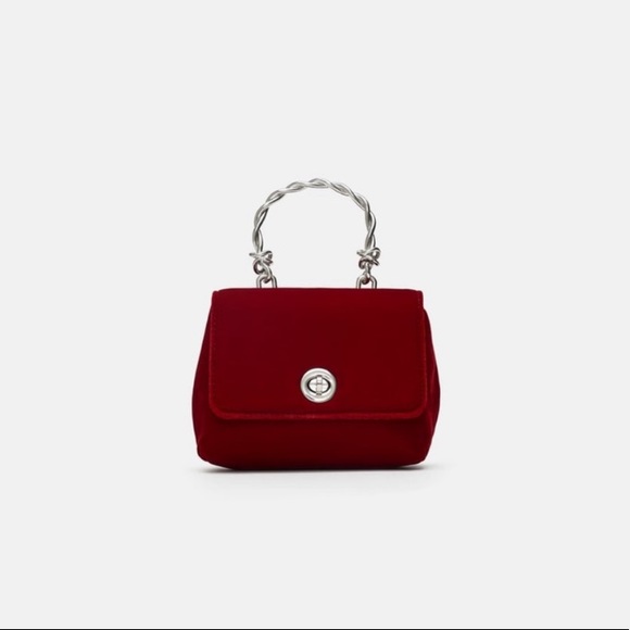 Zara Handbags - Small Red Velvet Purse